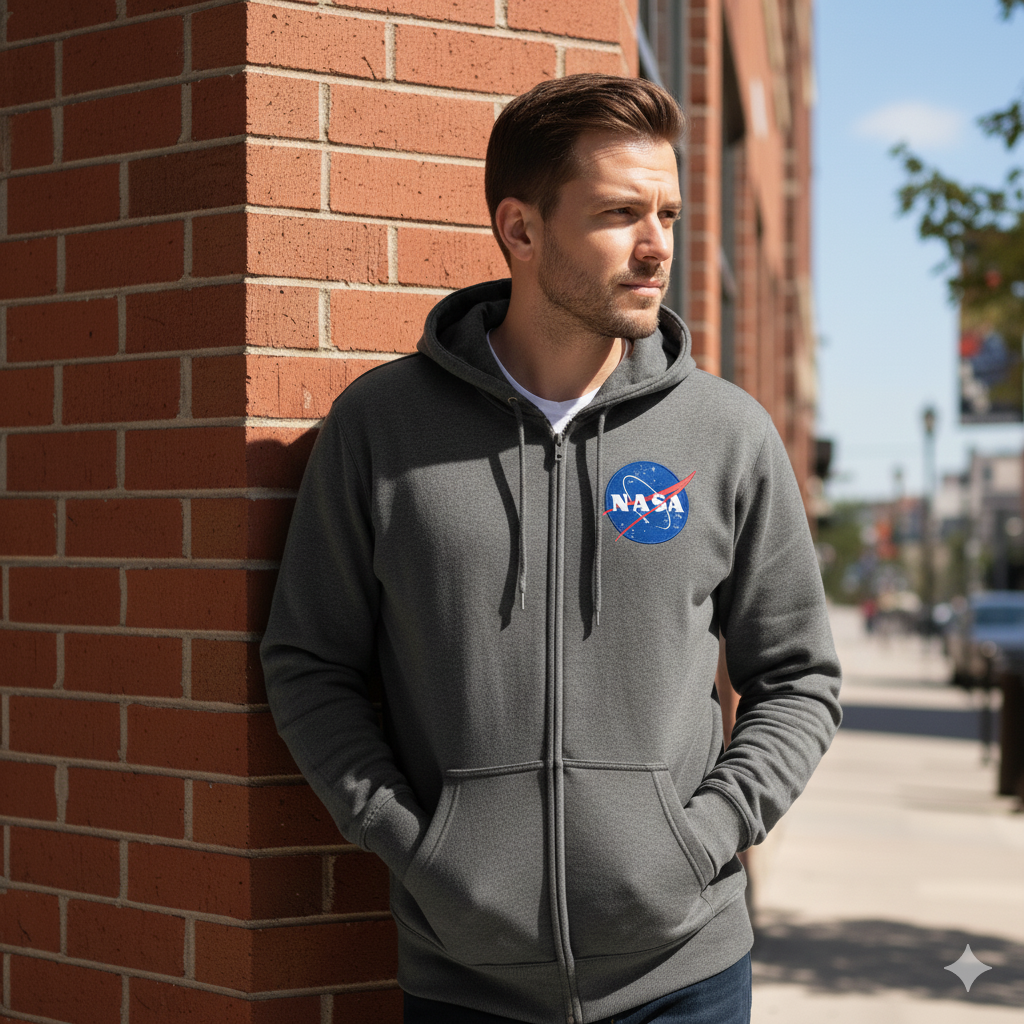 Sudadera con capucha y cremallera "NASA"