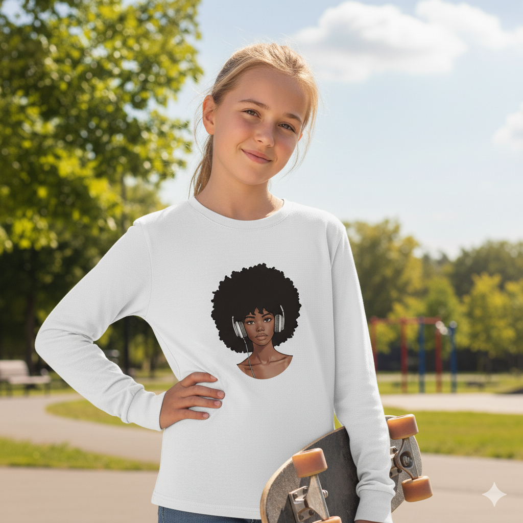 Camiseta manga larga joven "Afro Woman"