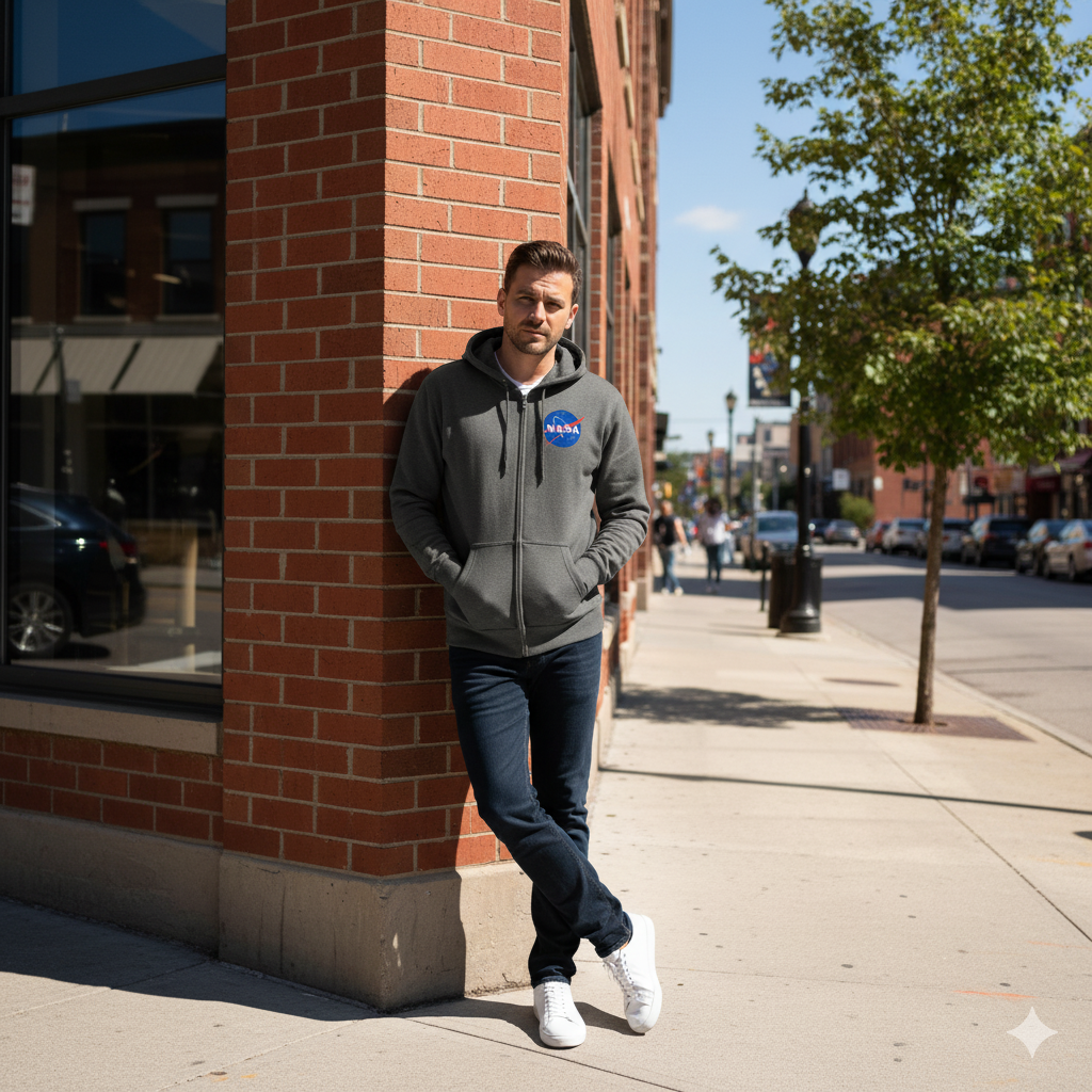 Sudadera con capucha y cremallera "NASA"