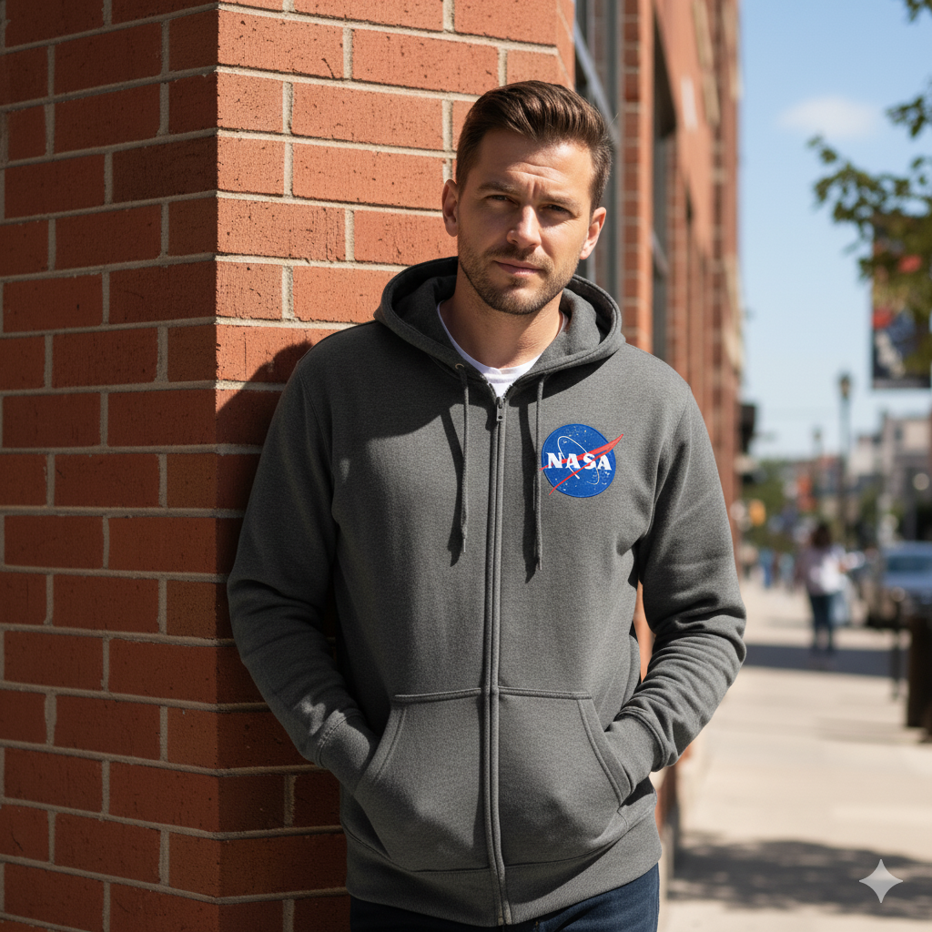 Sudadera con capucha y cremallera "NASA"