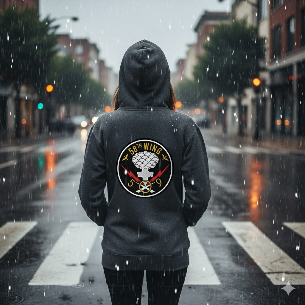 Sudadera con capucha y cremallera "58th Wing"