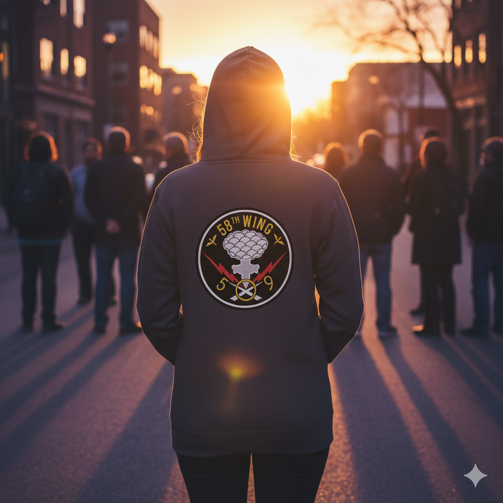 Sudadera con capucha y cremallera "58th Wing"