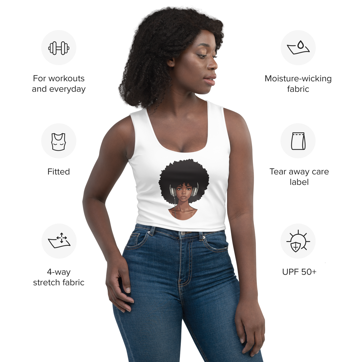 Crop top de tirantes "Afro Woman"