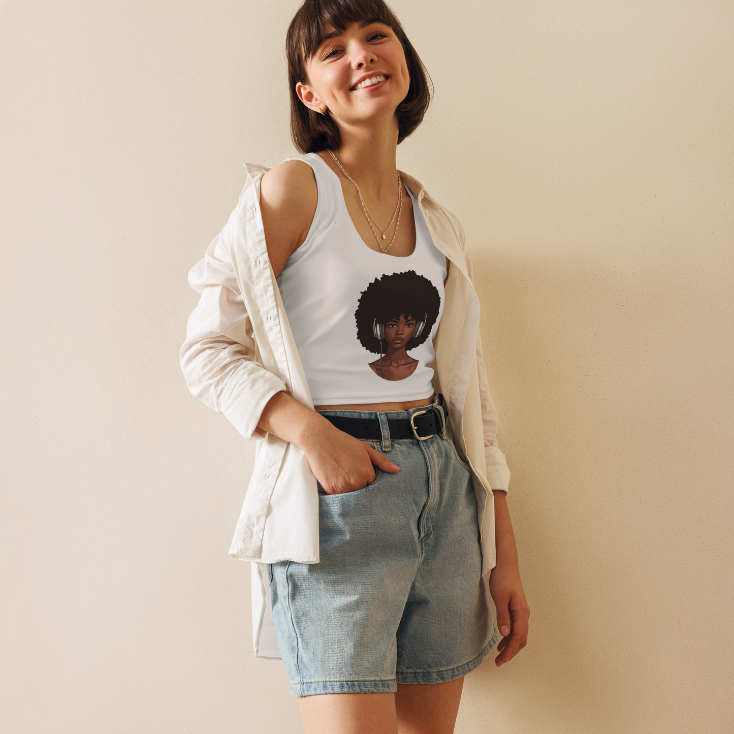 Crop top de tirantes "Afro Woman"